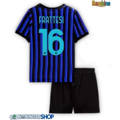 Maglie da calcio Inter Milan Davide Frattesi #16 Prima Maglia Bambino 2025-26 Manica Corta + Pantaloni corti)